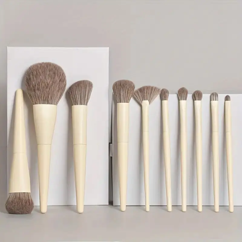 10-Piece Premium Makeup Brush Set with Blending Sponge - Synthetic Kabuki Brushes for Flawless Face & Eye Makeup Application