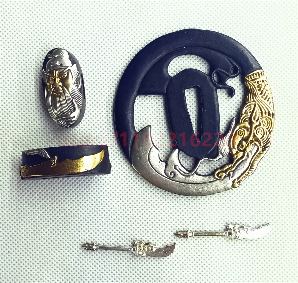 Wonderful Brass Tsuba Handguard Gold Silver Plating Fuchi Kashira Menuki For Japanese Real Japan Samurai Katana Sword Parts