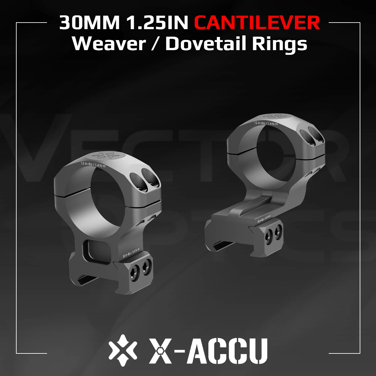 Vector Optics X-ACCU 30mm 1.25in Weaver&Picatinny/Dovetail Rings Cantilever Mounting Solutions Made from Rugged Aluminum Alloy