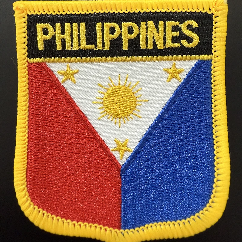 7*6cm Philippines Flag Shield Shape Iron on Embroidery Patches Saw on Transfer Patches Sewing Applications
