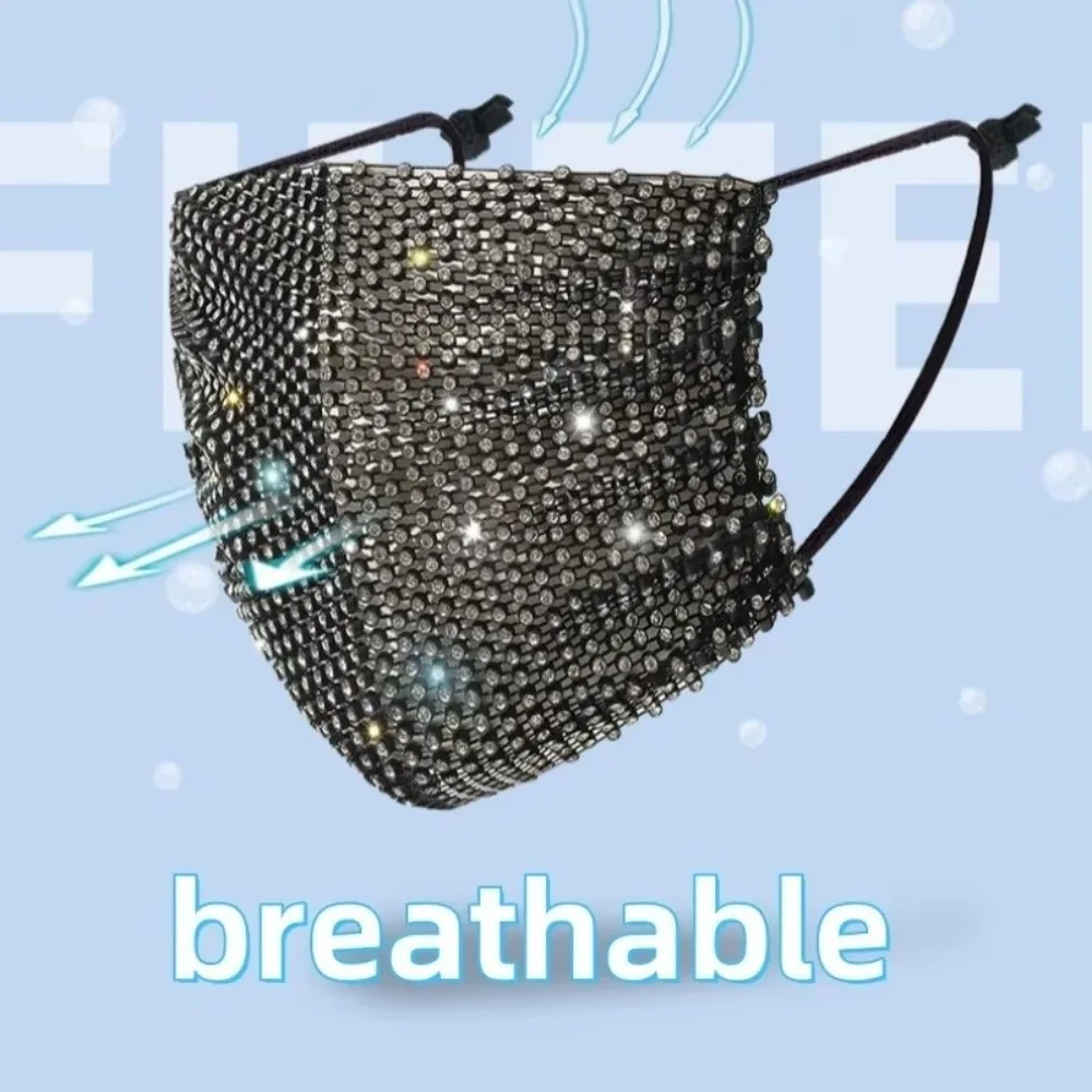 Fashion Sparkling Rhinestone Face Mask Breathable Sexy Jewelry Masks Face Covering Cosplay
