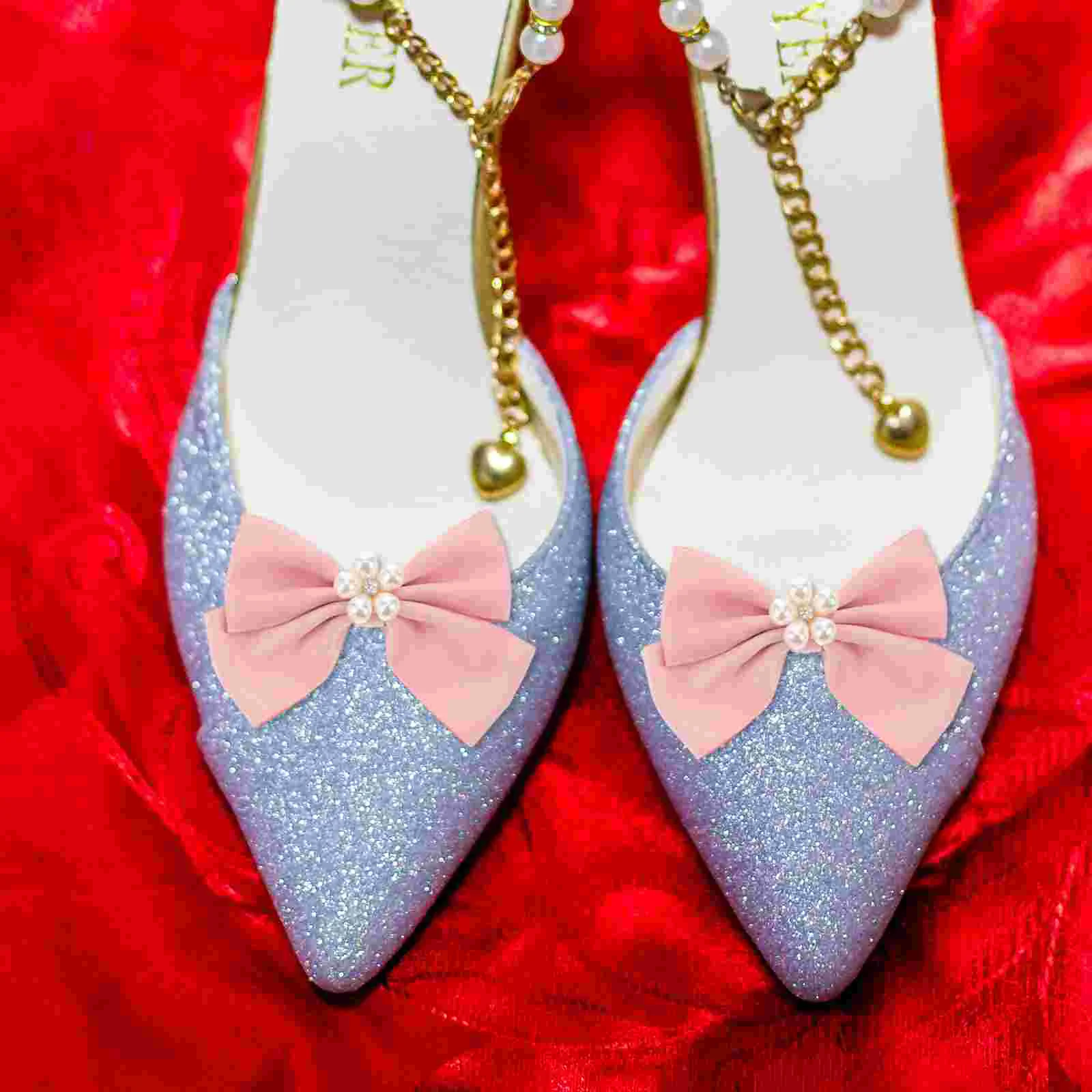 2 Pcs Bow Collar Jewelry Shoe Decoration Clips Bows for Women Tie Zinc Alloy Bride