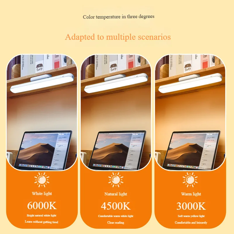 LED Eye Protection Bedroom Reading Desk Lamp Portable Touch Switch Bedside Night Light USB Charging Dimmable Hanging Desk Lamp