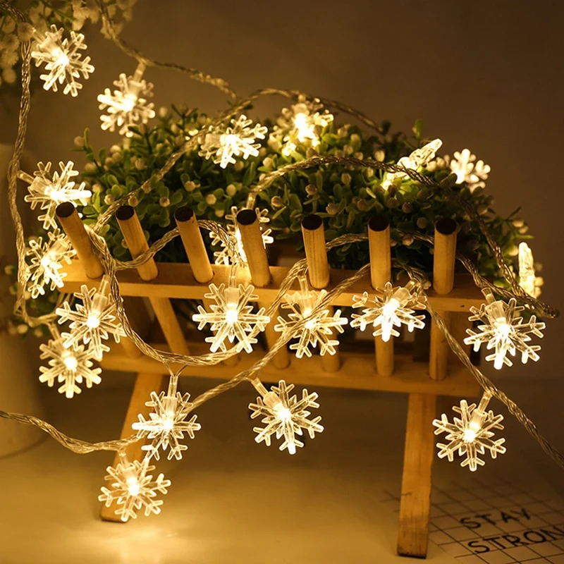 

LED Snowflake String Light Outdoor For Christmas Garden Decor For Holiday Lighting Decor Wedding Decor Light 1.5M 10Lamp Durable