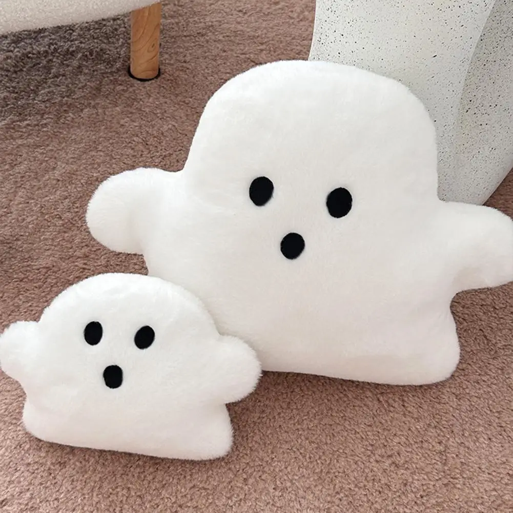 White Ghost Pillow Soft Fabric Cartoon Ghost Pillow for Halloween Party Decor Washable Plush Toy for Kids Elastic Sofa Companion