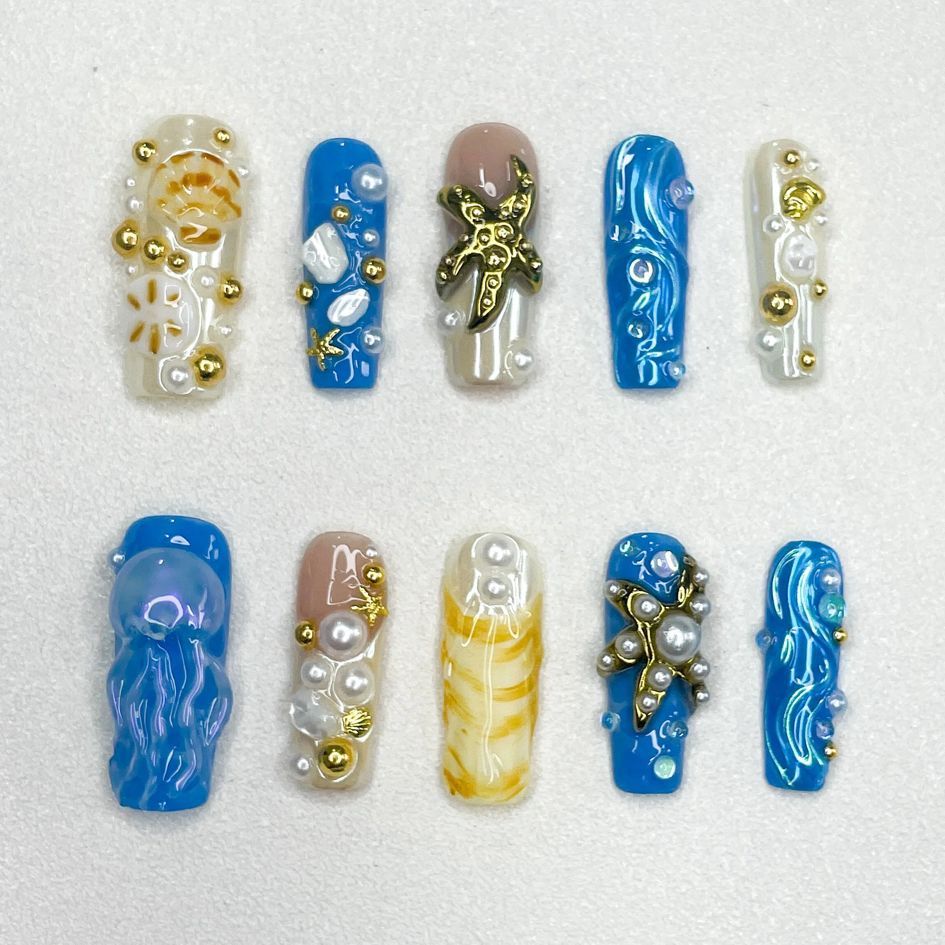 

False Nail Trapezoidal 3D Special-shaped Handmade Mandarin Duck Design Manicure Nail Female Nail Decoration Press on Nails