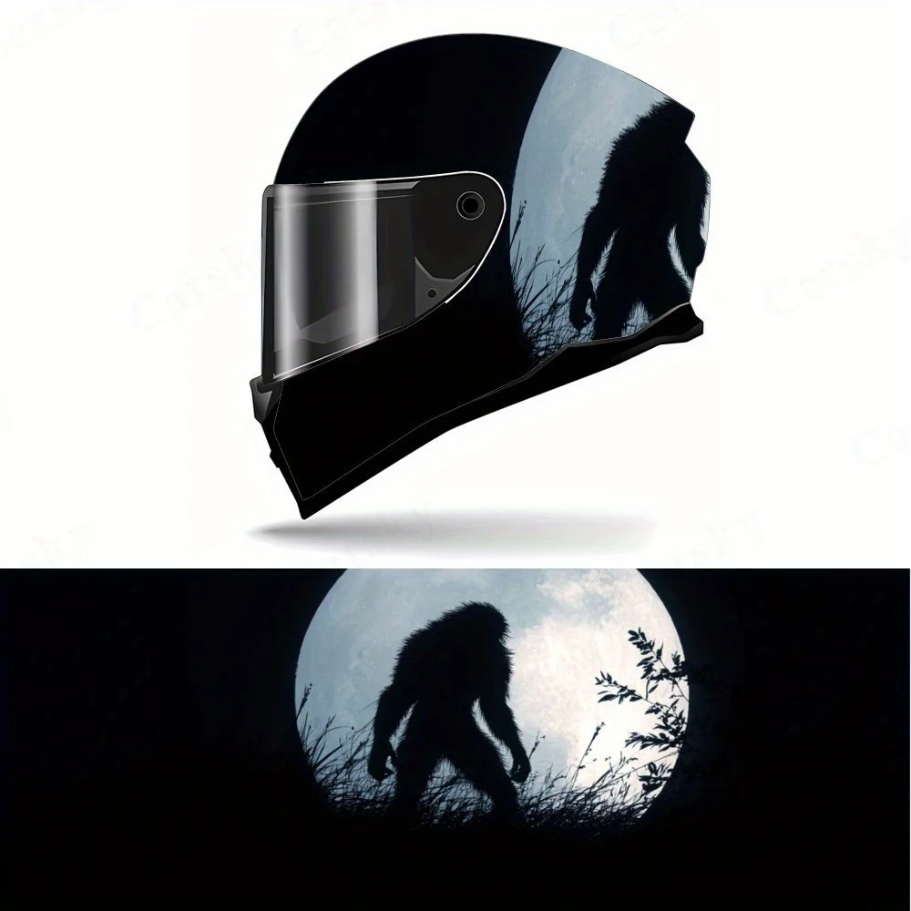 

Artistic mysterious fantasy wolf with moon Full helmet Wrap Sticker Motorcycle helmet Racing graphic Decal Vinyl wrap helmet dec