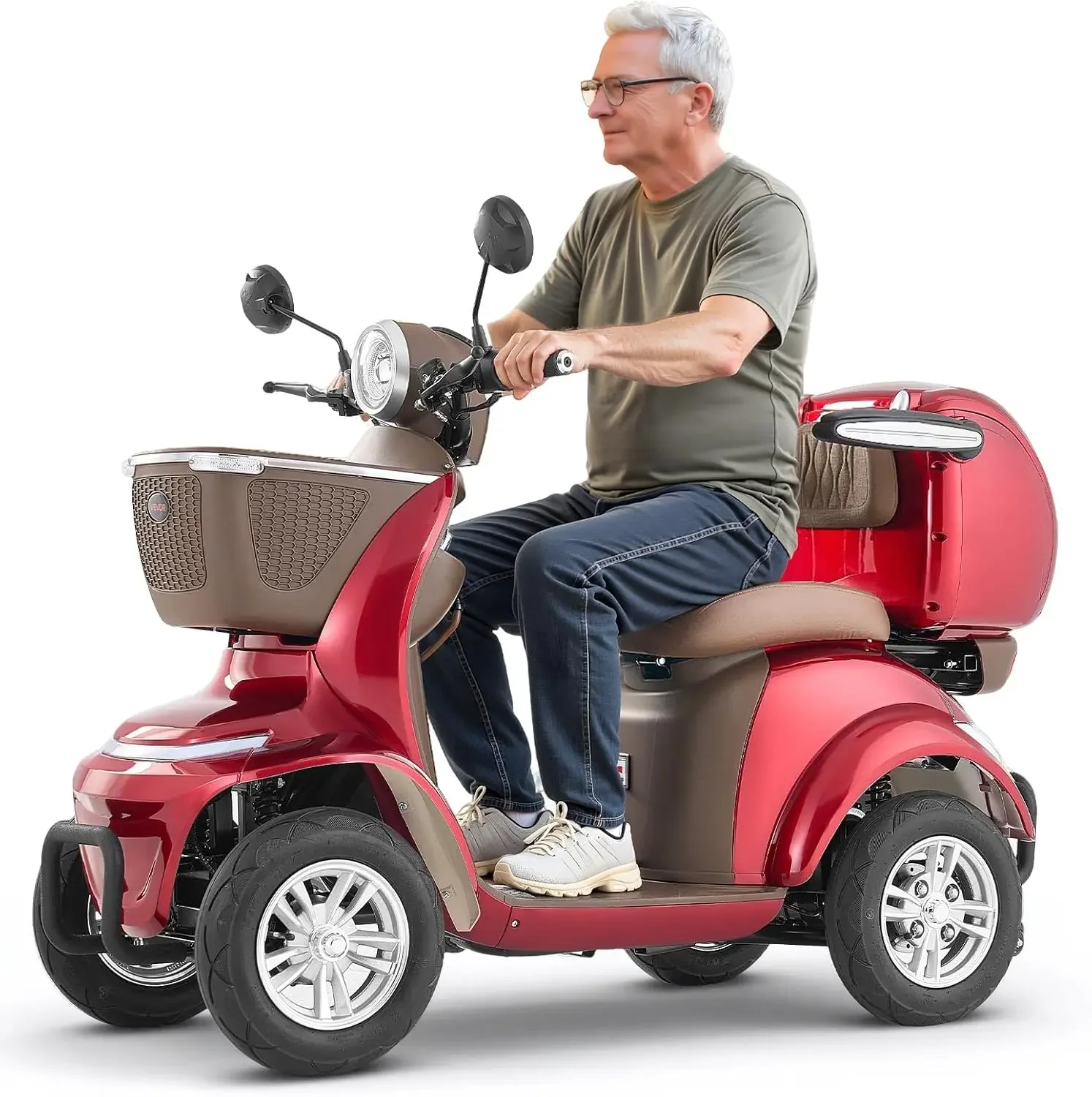 VEVOR Heavy Duty 4-Wheel Mobility Scooter, Powerful 1000W Brushless Motor, 500 lbs Capacity, 21.5 Miles Long Range, All Terrain