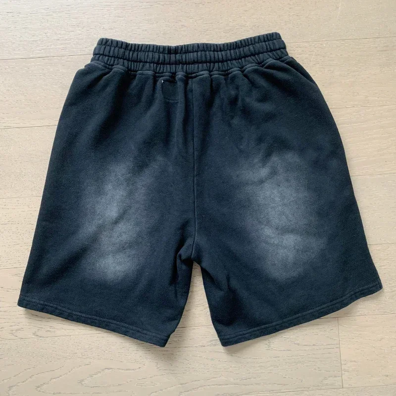 Short Noir Délavé en Pur Coton pour Homme et Femme, Décontracté, avec Logo Imprimé, 24 Synchronisations