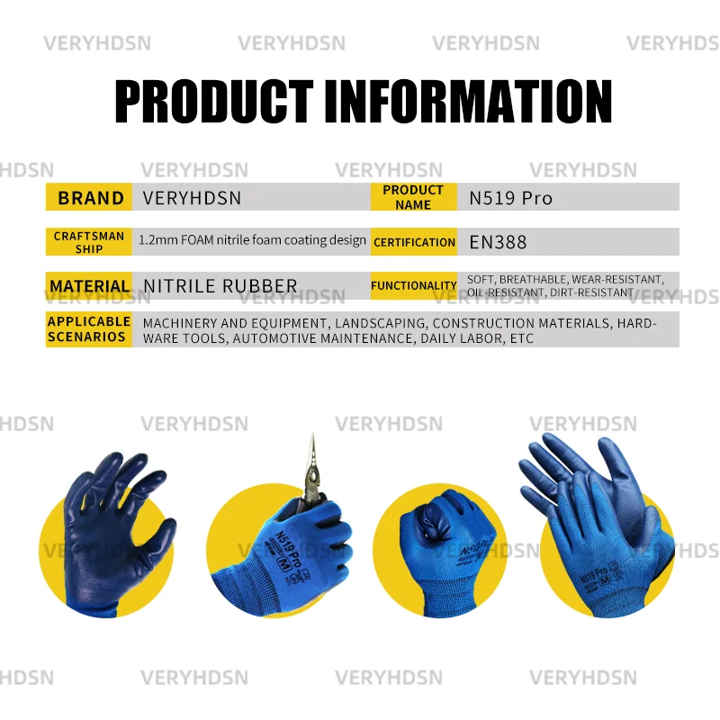 3pairs Ultra-Thin Work Gloves Polyurethane Coated High Performance Knit Wrist Cuff Touchscreen Cut-Resistant Firm Non-Slip Grip