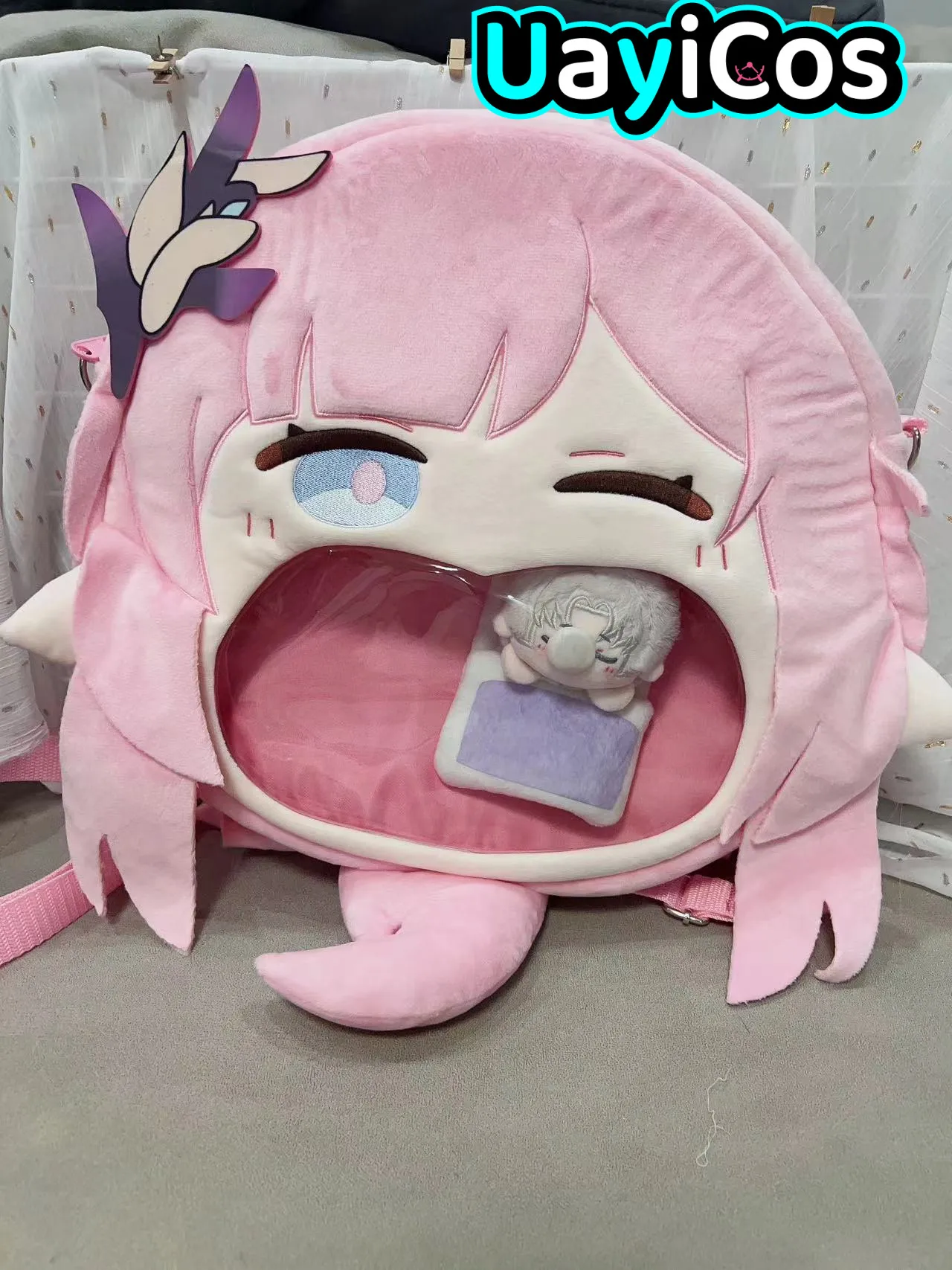 Elysia Honkai Impact 3 Cartoon Big Mouth Plushie Plush Doll Backpack Purse Crossbody Bags Handbags Itabag Anime Figure Toy Kids