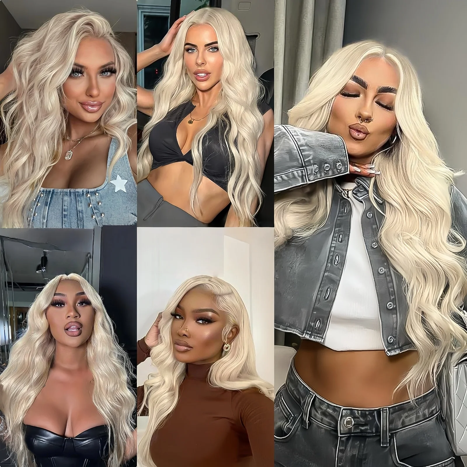Long Wavy Natural Wave 60 Platinum Blonde Synthetic Lace Front Wigs for Women Middle Part Body Wave 13X4 Daily Party Cosplay Wig