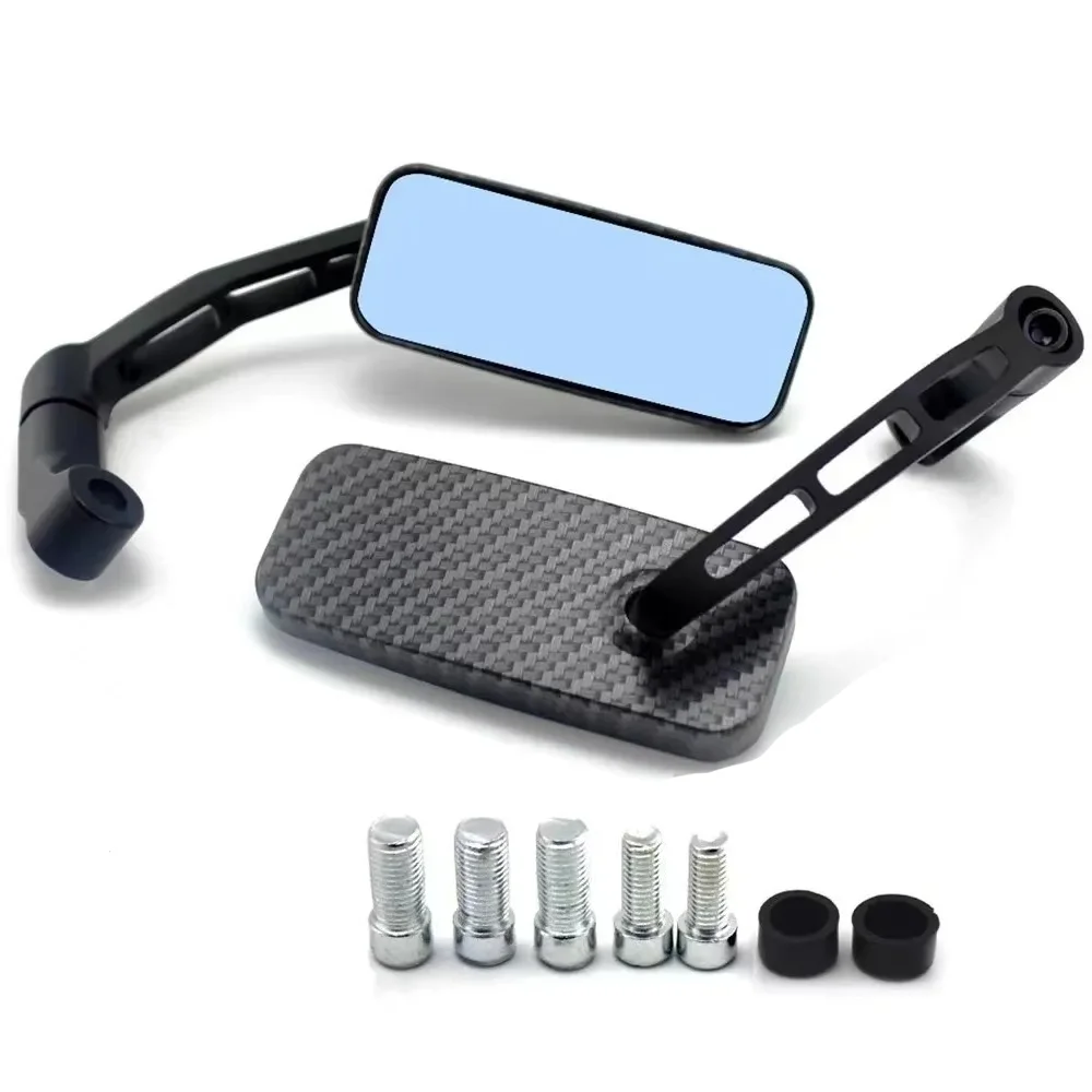 1 Pair Motorcycle Bar End Side Rearview Mirrors For Scooter ATV Motorbike Bike Handlebar Anti-Glare Blue Glass Rear View Mirror