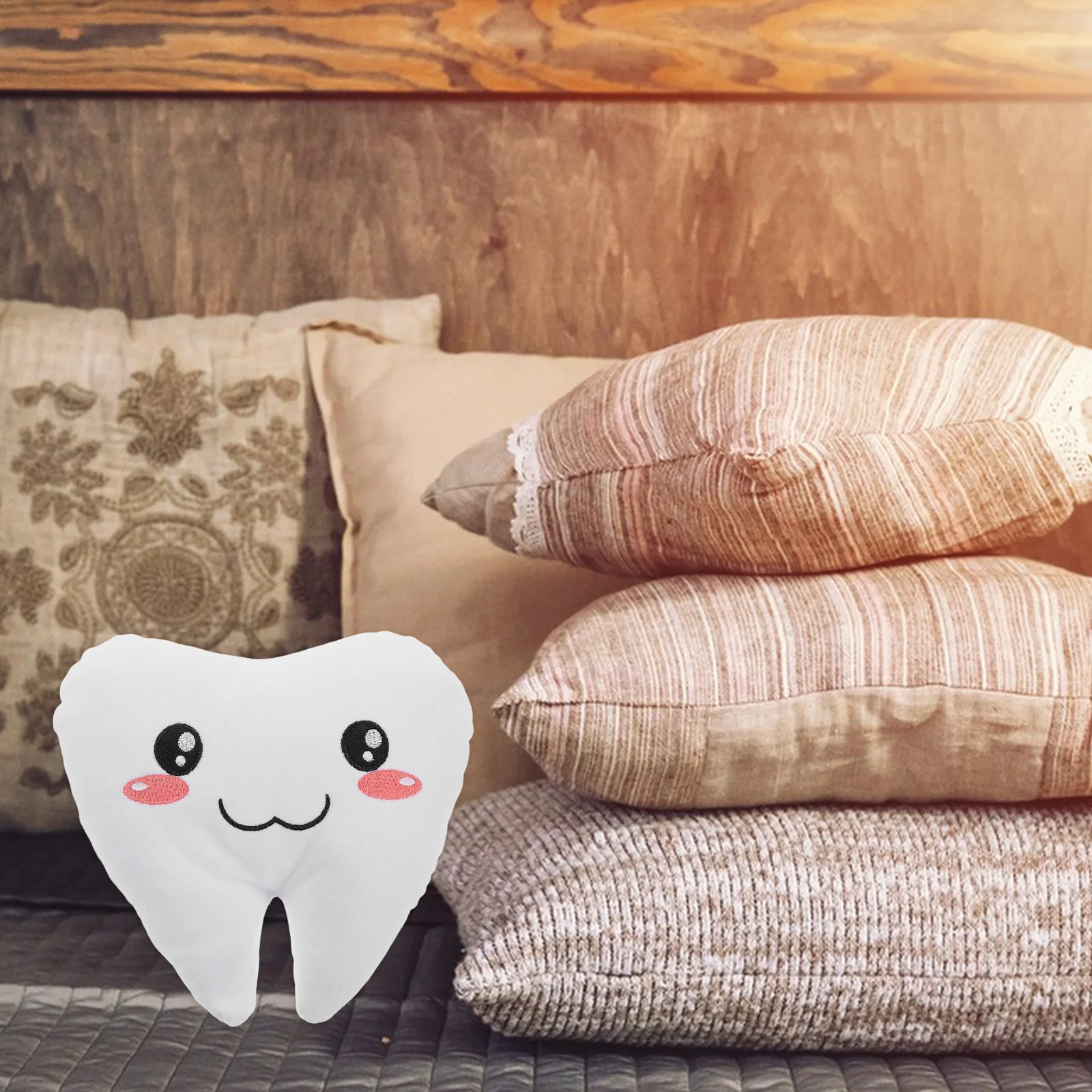 Almohada de dientes de peluche suave para niños, bonito cojín decorativo para dormir para niños y niñas, soporte Lumbar, almohada para piernas, siesta en la oficina