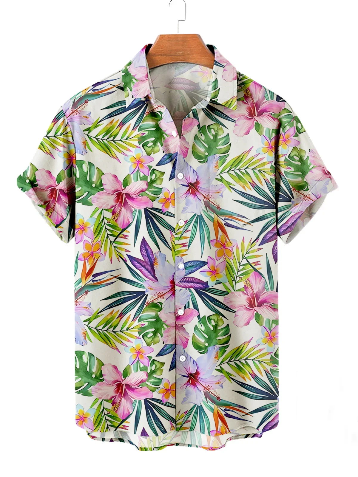 

Летние мужские гавайские рубашки с цветочным принтом, повседневные рубашки с коротким рукавом для отпуска, рубашки с воротником и пуговицами, модная уличная одежда, освежающая и стильная.