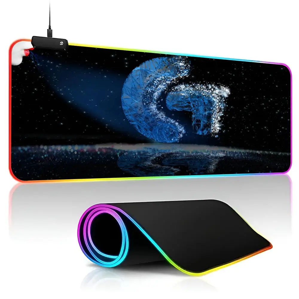 L-Logitech Mouse Pad Gamer RGB Deskmat Keyboard Mat Gaming Laptops LED Mousepad Desk Protector Anime Mause Mats