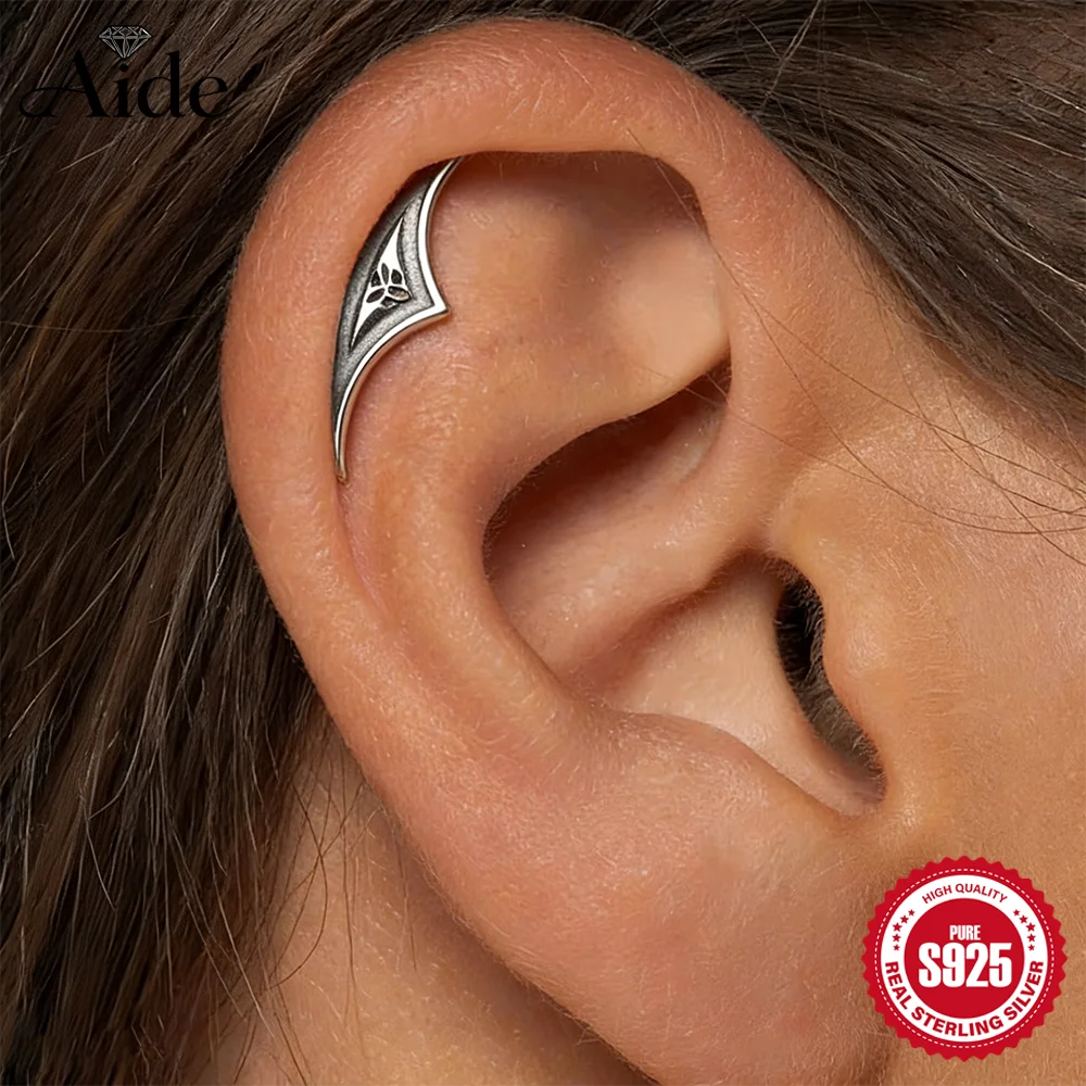 

AIDE 925 Sterling Silver 1Pc Shiny Geometric Sailboat Hidden Helix Piercing Earring For Women Punk Jewelry Personalities Fashion