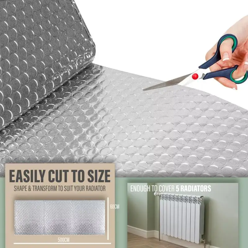 Радиатор Теплоотражатель Задняя фольга Тепловідбивающая длина 5 м Тепловая энергосберегающая пленка Алюминиевая пленка 60 см * 5 м с наклейкой Тепло