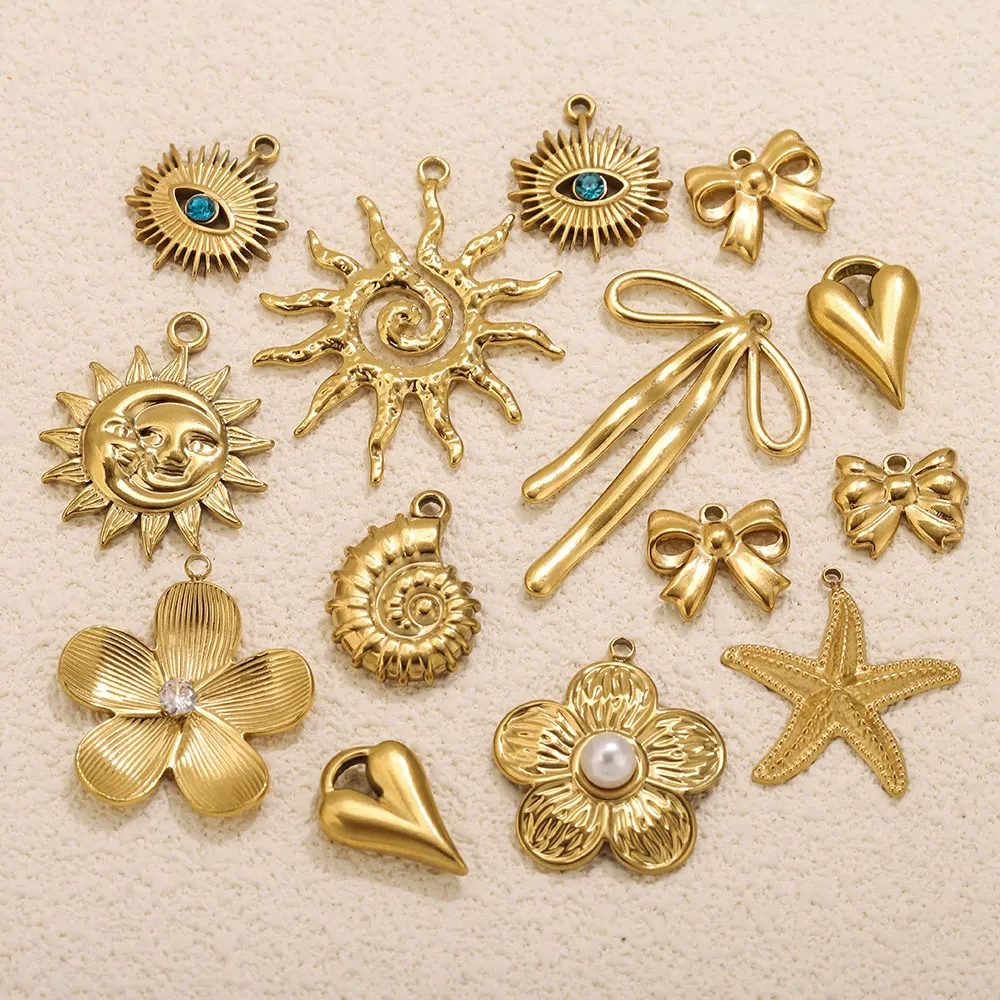 المعلقات الفولاذ المقاوم للصدأ DIY بها بنفسك امرأة القرط قلادة صنع المجوهرات الاكسسوارات زهرة الشمس القلب نجم البحر سحر موصل