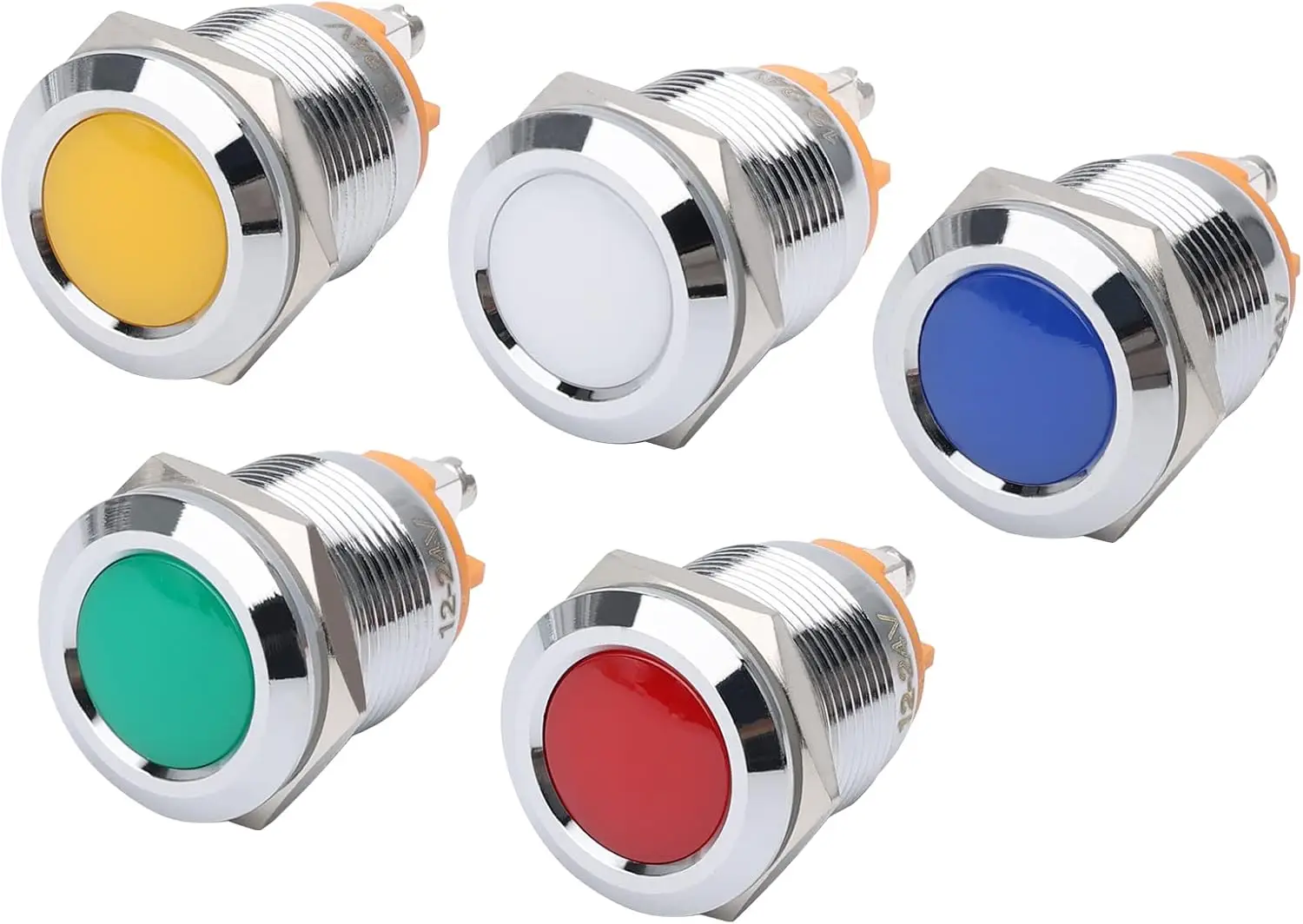 

Водонепроницаемая светодиодная сигнальная лампа 19 мм IP67, 12 В AC/DC, красная, зеленая, синяя, желтая, белая, 5 шт. для автомобиля, грузовика, лодки