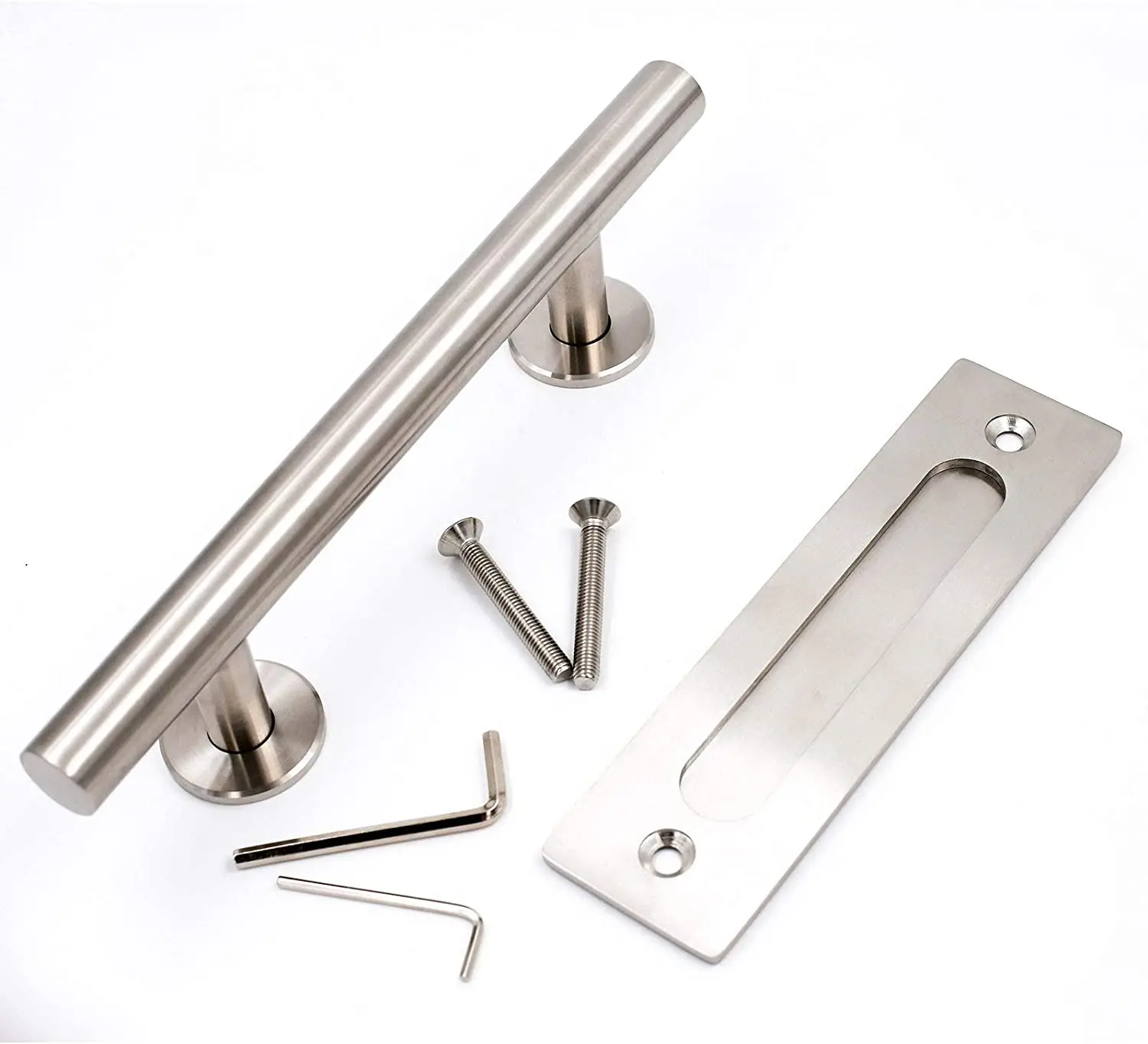 Imagem -05 - Lwzh Deslizante Madeira Celeiro Maçaneta Inoxidável Aço Carbono Flush Pull Conjunto Puxar Alça Redonda Heavy Duty Hardware Porta Interior