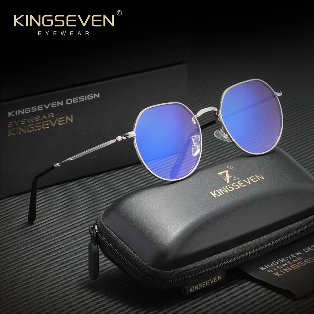 

KINGSEVEN очки с блокировкой синего света для мужчин и женщин, компьютерные очки с защитой от синего луча, оптические линзы, круглая тонкая оправа, прозрачные очки