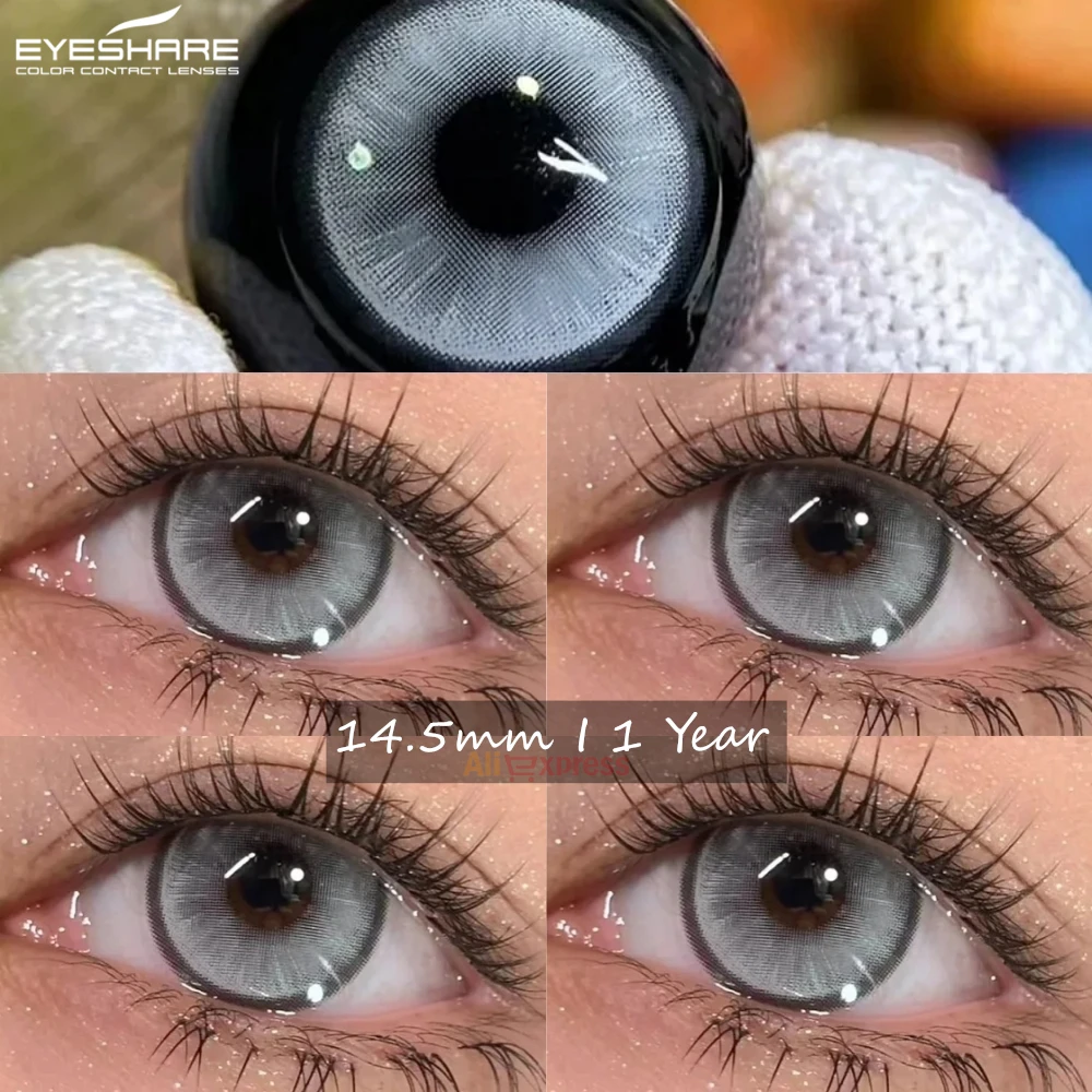 EYESHARE Natural Colored Contact Lenses for Eyes Green Lenses Blue Eye Contacts Brown Beauty Contacts Yearly 2pcs/pair Gray Lens