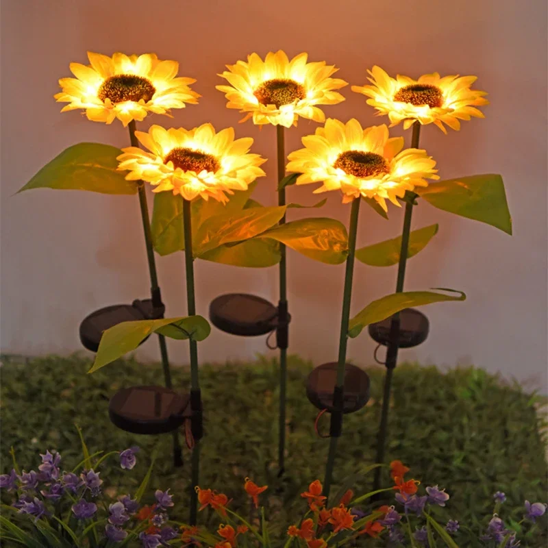 

Garden Lights Solar LED Light Waterproof Sunflower Lawn Light Courtyard Garden Decoration Outdoor Landscape Lighting for Patch