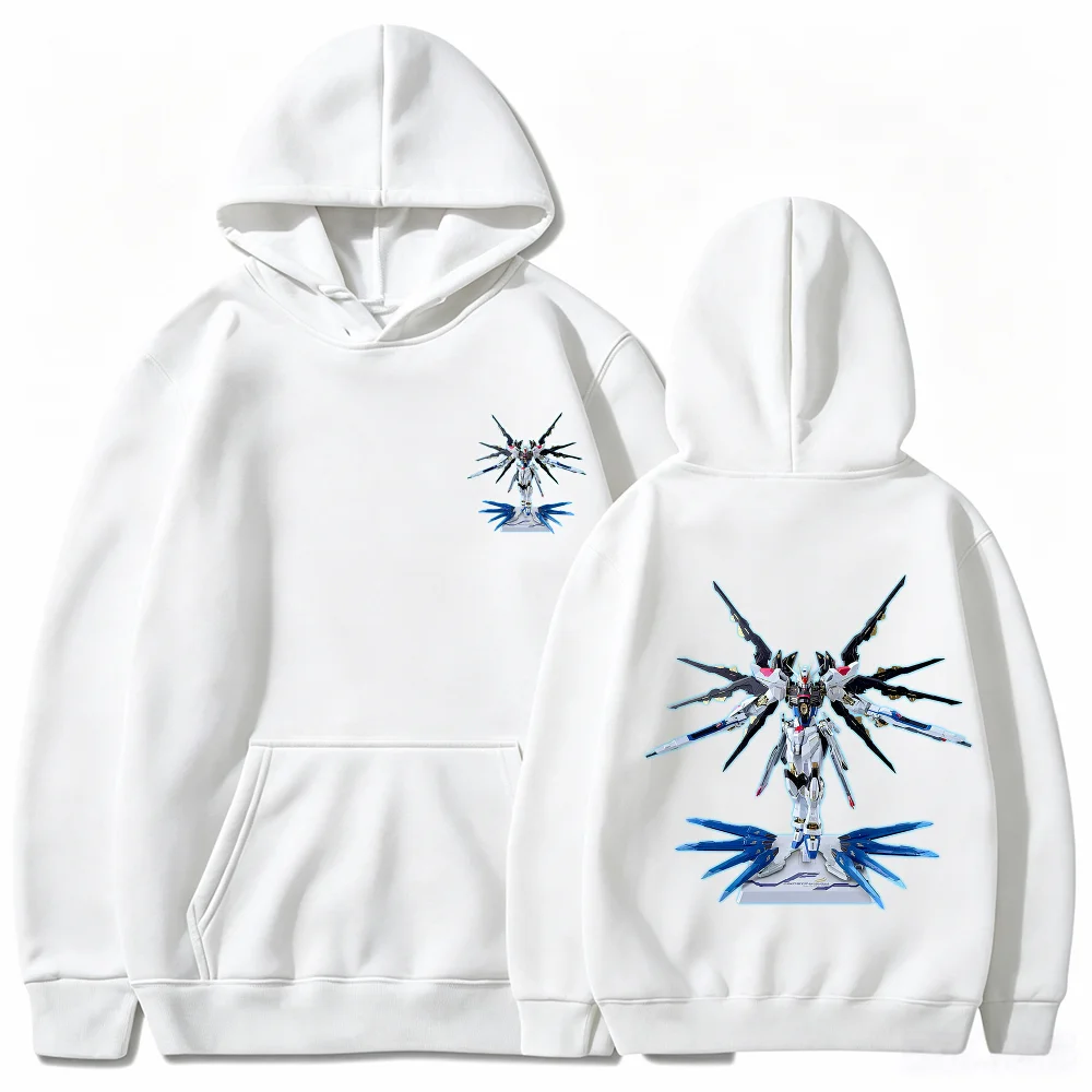 Sudadera con capucha para hombre con estampado gráfico de Bandai Strike Freedom Gundam, sudadera informal holgada de alta calidad para otoño e invierno, sudadera con capucha de Anime