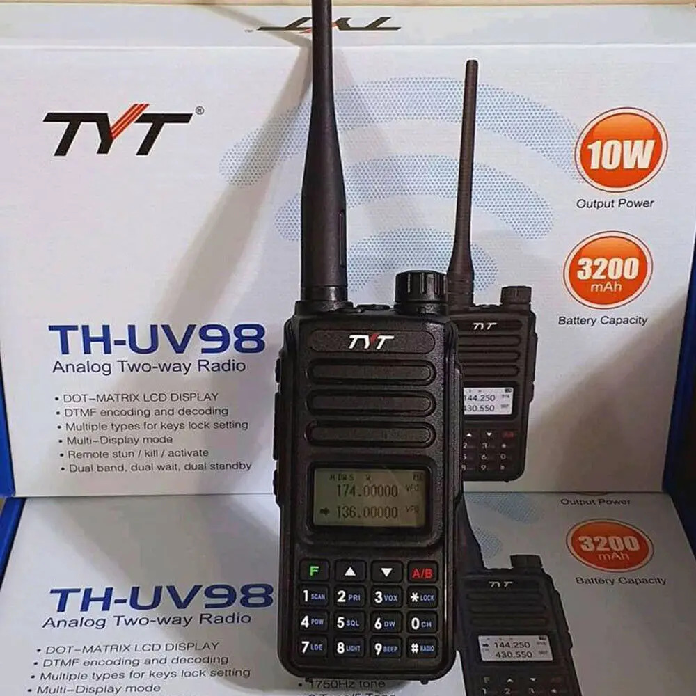 Originale TYT TH-UV98 10W 200CH VHF/UHF Dual Band Scrambler VOX FM Analogico Palmare Talkie Walkie Portatile Radio bidirezionale