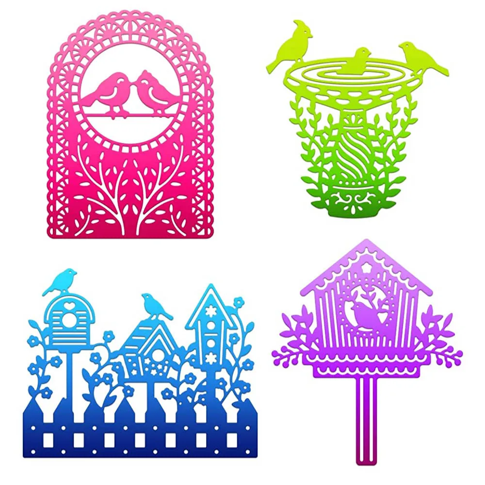 

4pcs Metal Garden Birdhouse Cutting Dies Spring Stencils for DIY Scrapbooking Album Decorative Wedding Invitation Card Making