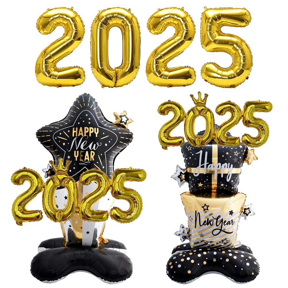 Standing New year balloon Gold 2025 Balloon New year party Balloon decoration 2025 Happy new year eve Party home Decor supplies