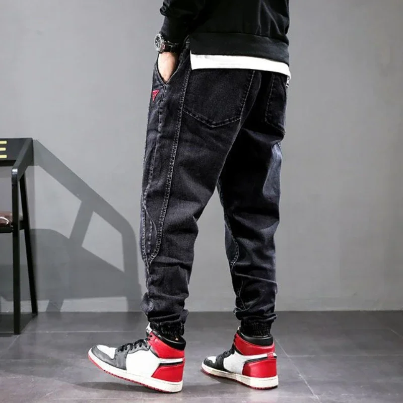 Elastic Cropped Men\'s Jeans Stretch Man Cowboy Pants Trousers Black Oversize Korean Style Regular Fit Cheapest Casual Cheap Long