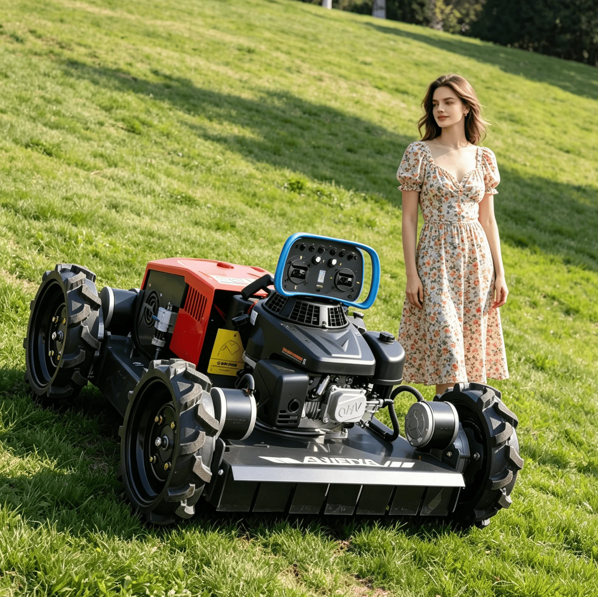 

Customized multi scene robot lawn mower remote petrol adaptable for villa park farm hillside all kinds of outdoor lawn landscapi