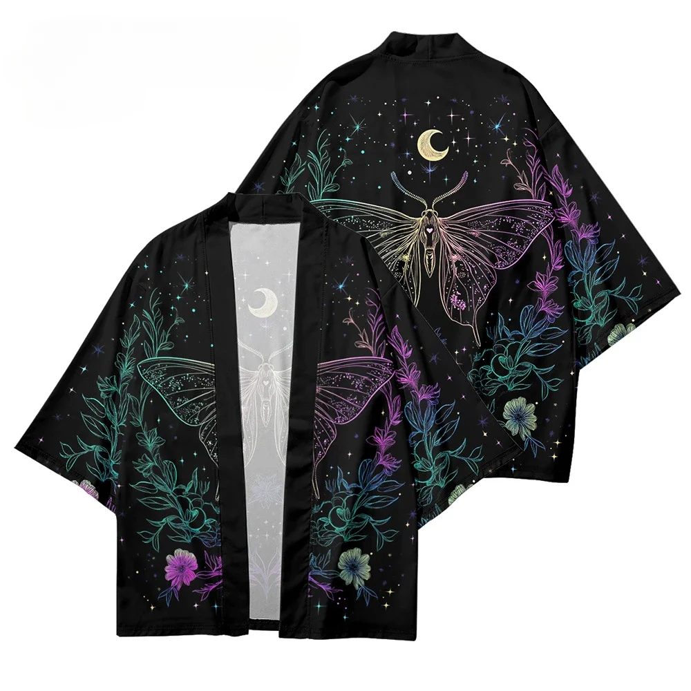 

Japanese Butterfly Print Clothes Haori Plus Size Summer Casual Beach Hawaiian Shirt Cardigan Kimono Fashion Women Yukata