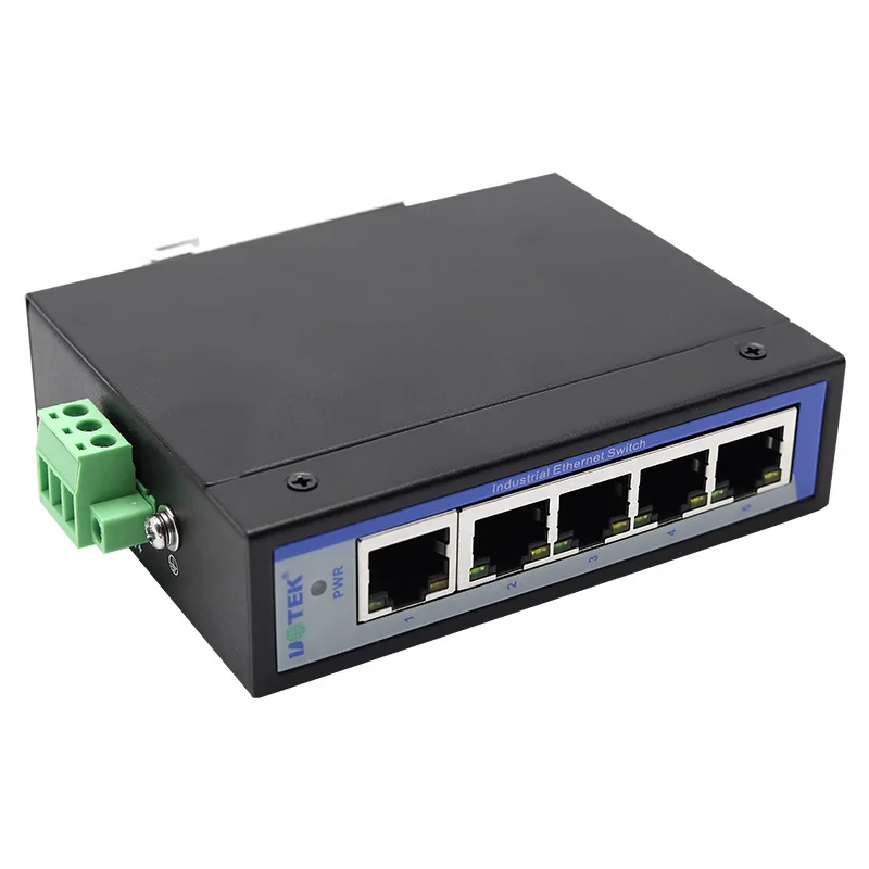 UOTEK 100M 5 منافذ محول إيثرنت غير مُدار Rj45 Port DC مدخل DIN-rail Switch مع حماية من الحمل الزائد UT-6405SA