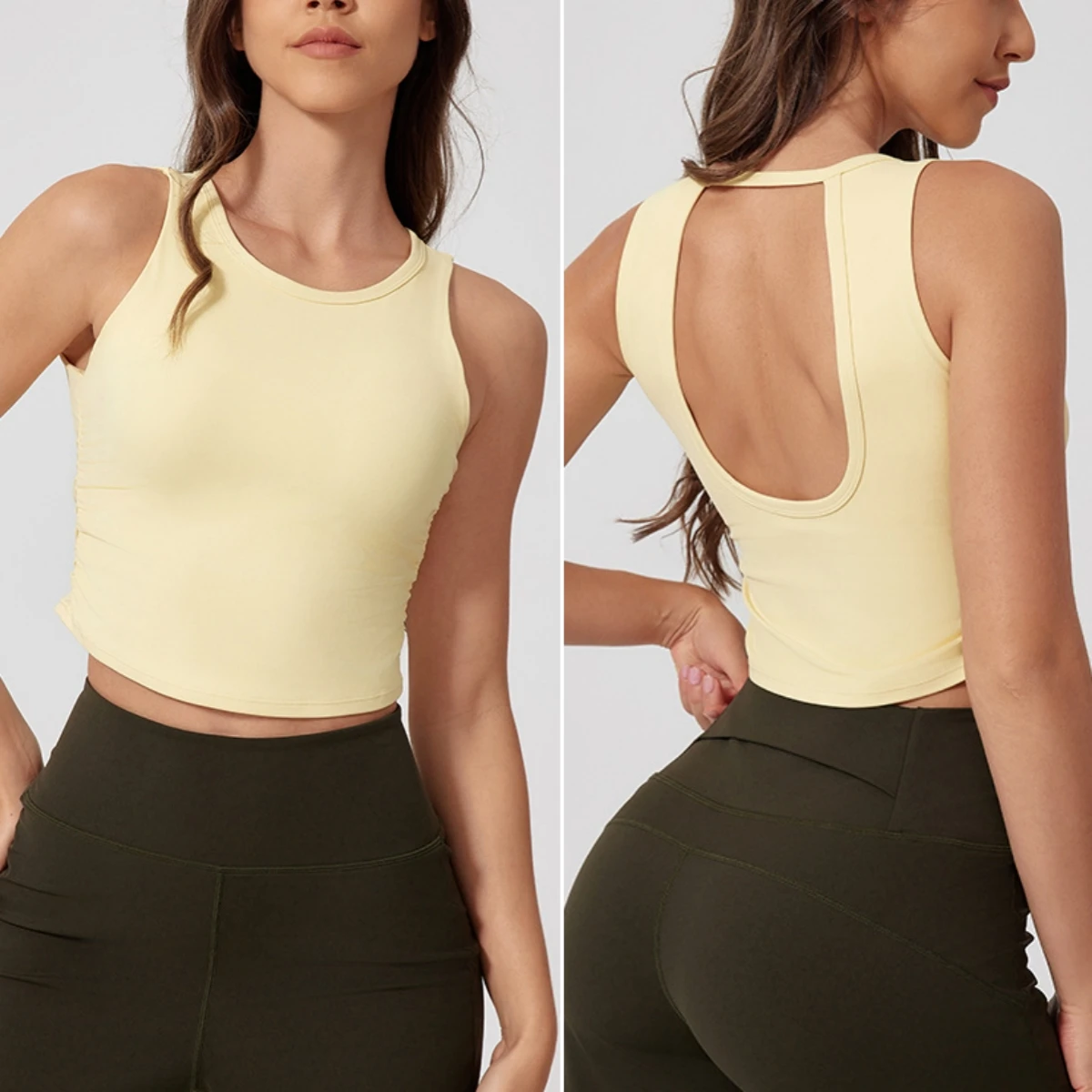 

Мягкий женский бюстгальтер для йоги, жилет с нагрудной подушечкой, спортивный топ для тренажерного зала, жилет для бега, майка для пилатеса, летняя одежда