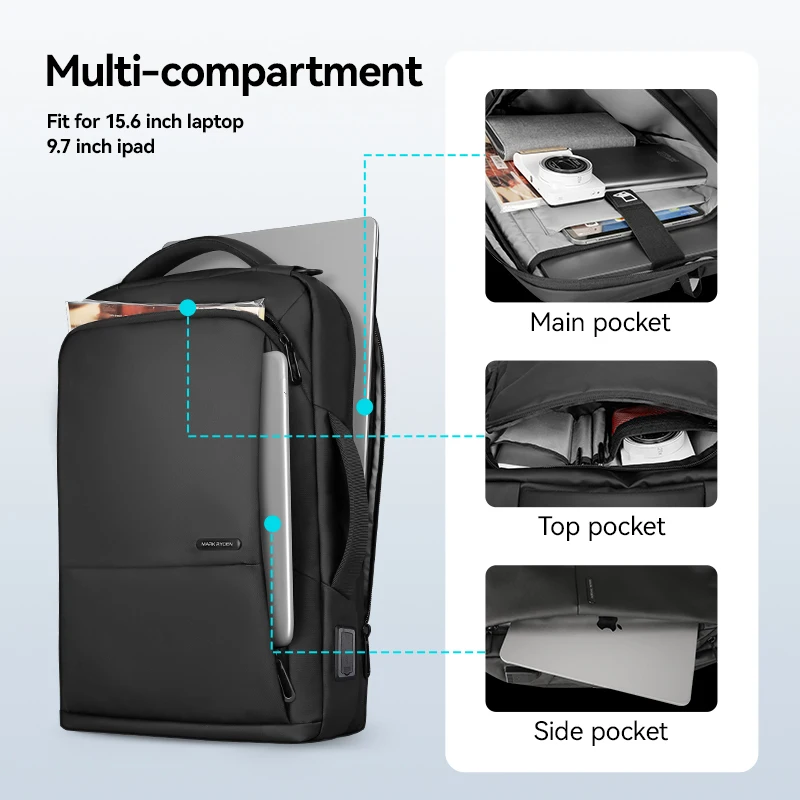 MARK RYDEN 3-in-1 Convertible Laptop Backpack, Fits 15.6