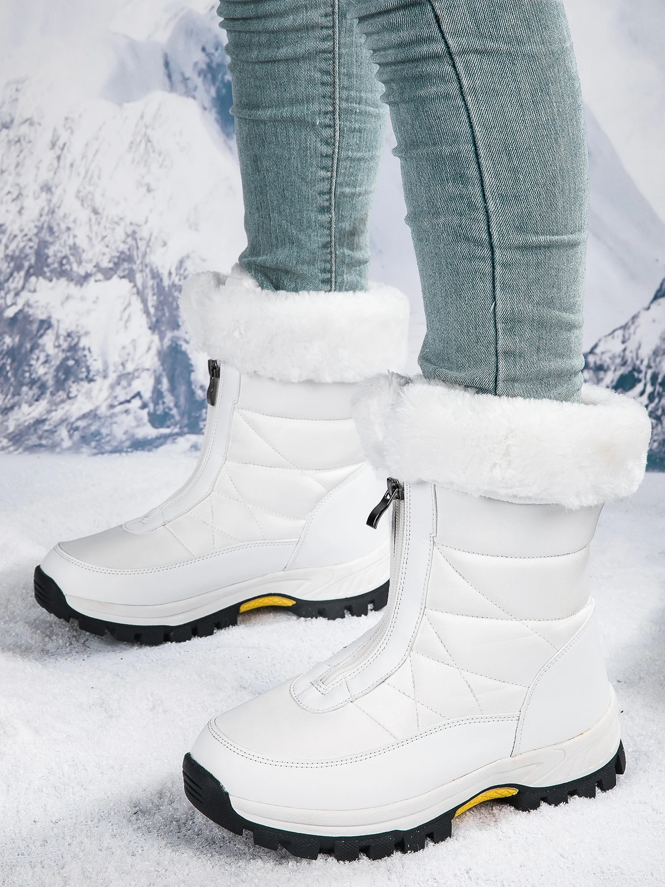 

Women's Thiened Fce Lined Snow Boots Outdoor Winter Warm Cotton oes Waterproof Ski Traveling Snow Country Tour oes