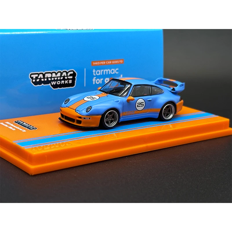 TW In Stock 1:64 993 Remastered Gunther Werks Blue Orange Diecast Diorama Car Model Collection Miniature Toy Tarmac Works