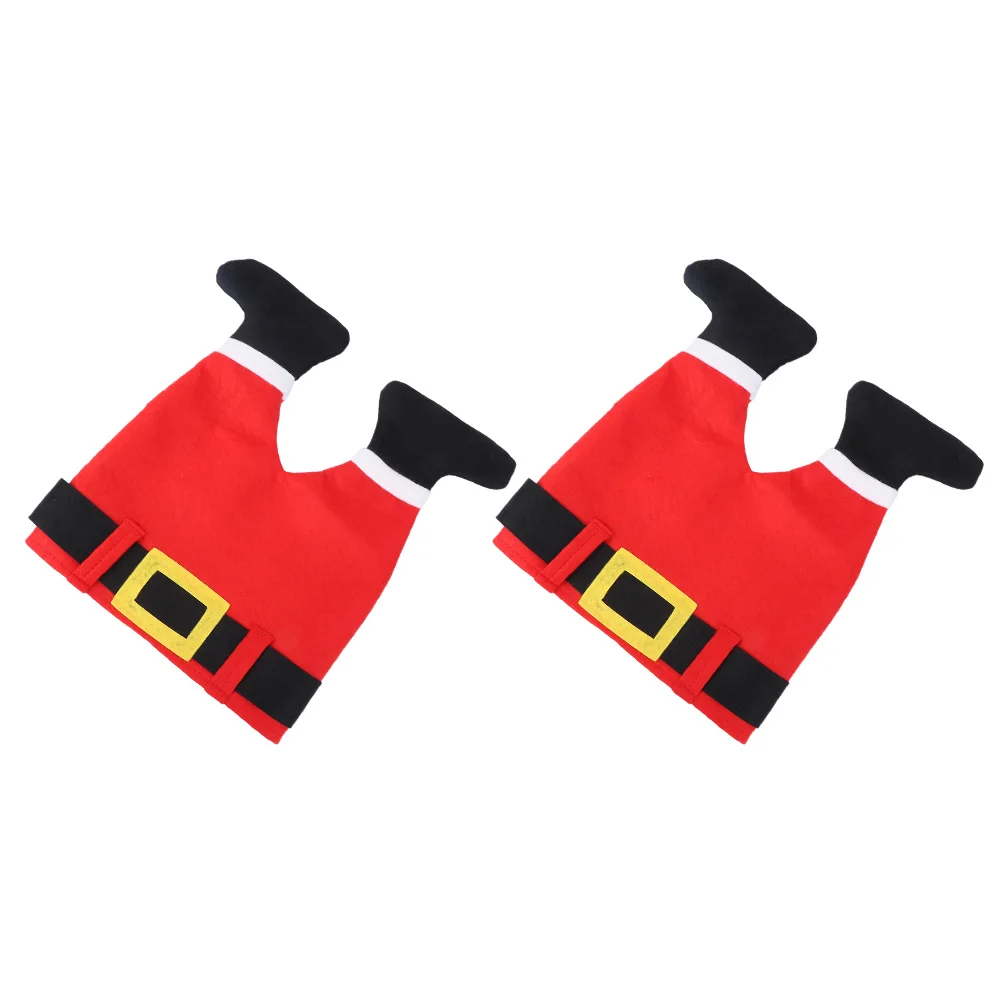 

2 Pcs Christmas Decor Decorative Hat for Decorate Red Cloth Pants Design Hats Bulk