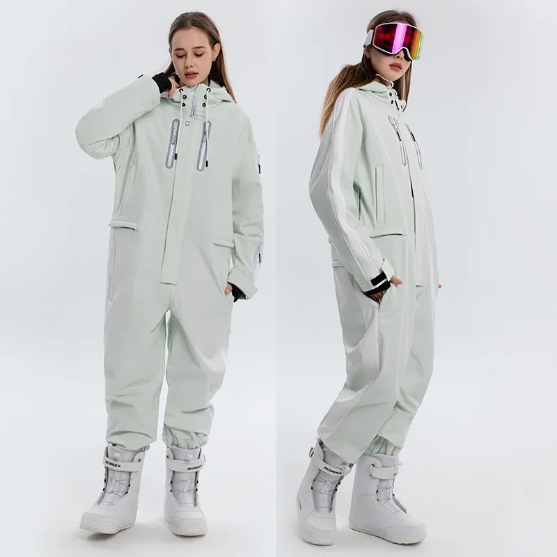 Winter Warm One-Piece Ski Suit Men Women Windproof Waterproof Snowboarding Jumpsuit Skiing Suits Female Snow Costumes