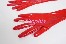 Long black latex fetish gloves for women #6