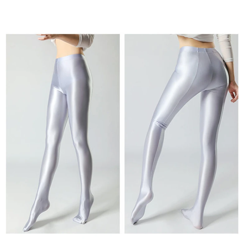 Summer Glossy Satin Leggings Sports Tights Women Pants High Waist Solid Color Slim Fit Casual  Running Yoga Gym Leggings 2023