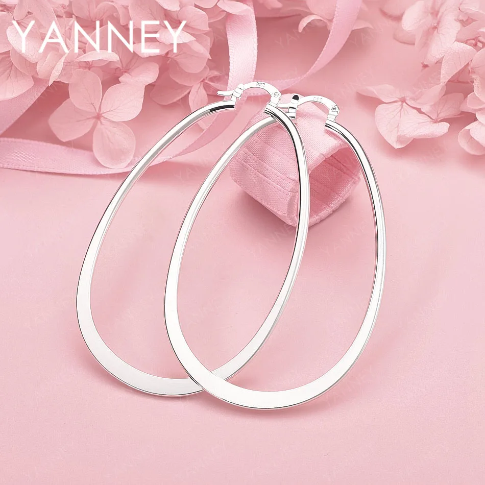 

Роскошные женские серьги-кольца из стерлингового серебра 925 пробы 65 мм сбоку U-образной формы - очаровательные свадебные подарки, ювелирные аксессуары для вечеринок