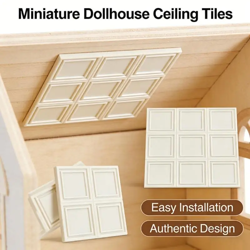 Miniature European Ceiling and Wall Panels for Dollhouses Plastic Decorative Simulation Design Easy to Install A2UB