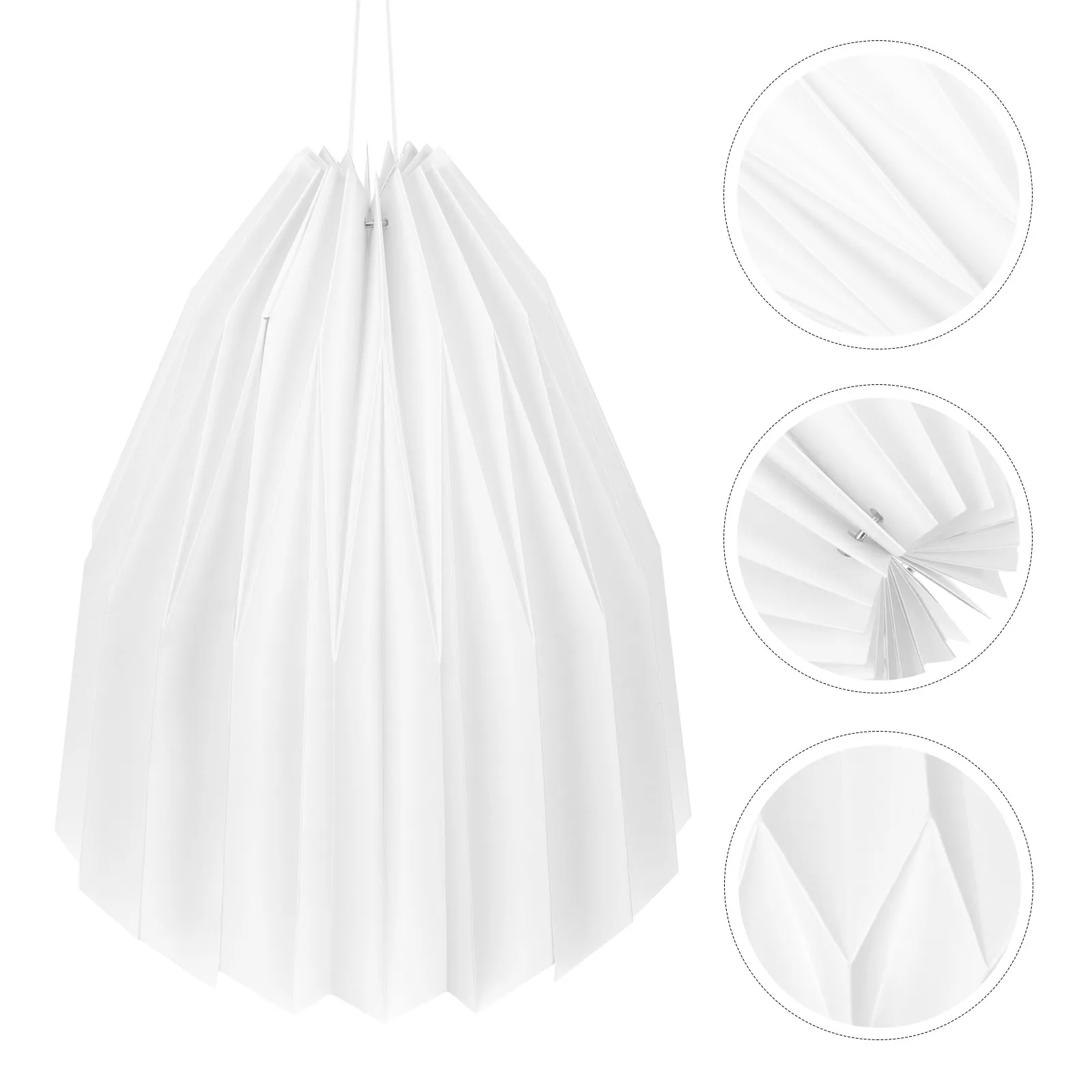 

Foldable Paper Lamp Shade White Round Indoor Light Cover for Farmhouse Country Modern Decor Ceiling Lampshade Replacement Part