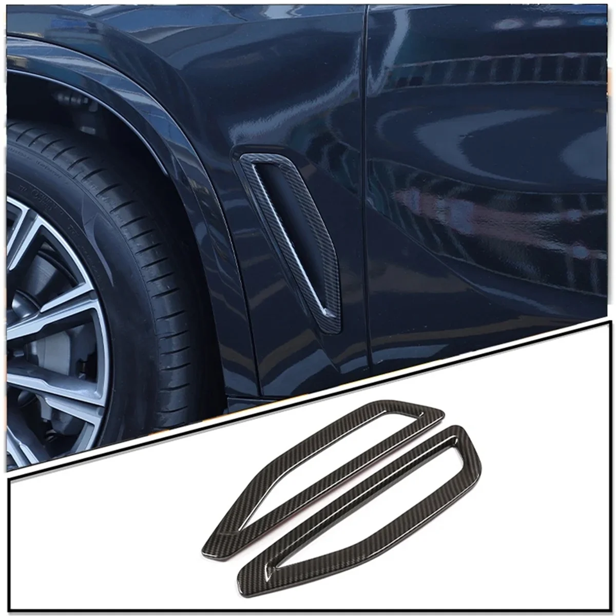 Car Side Air Vent Flow Fender Frame Cover Trim Sticker Accessories for BMW X5 G05 2019-2023 - Carbon