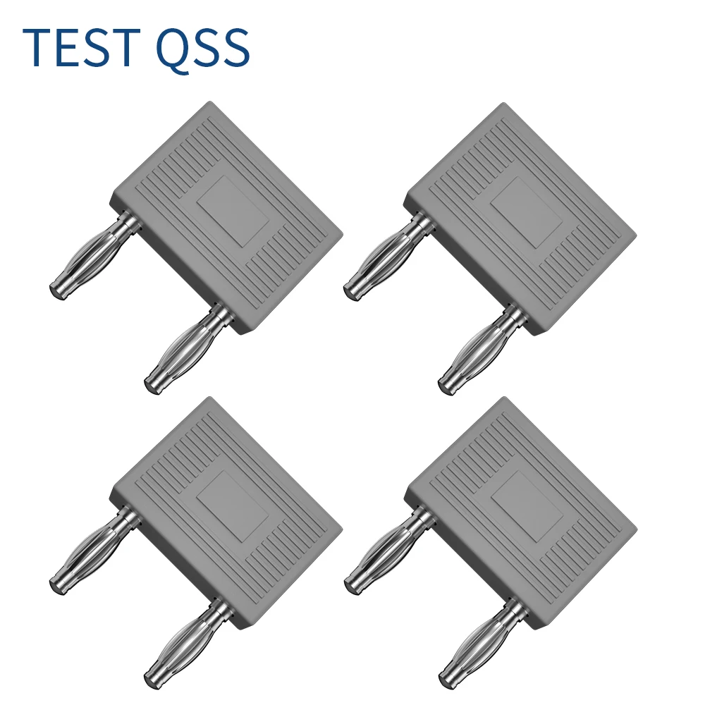 QSS 4 szt. Złącze wtykowe bananowe podwójny Adapter zwarciowy 4MM dwurzędowy, jedna kobieta dzieli dwa męskie odstępy 19MM Q.20006