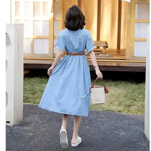 Kurzarm von Frauen Midi Kleid, urbanblau 10 Hauptverkaufskleid für Gala - №10